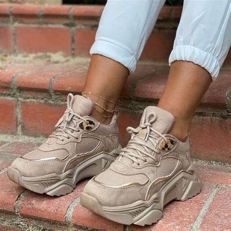 neutral chunky sneakers.